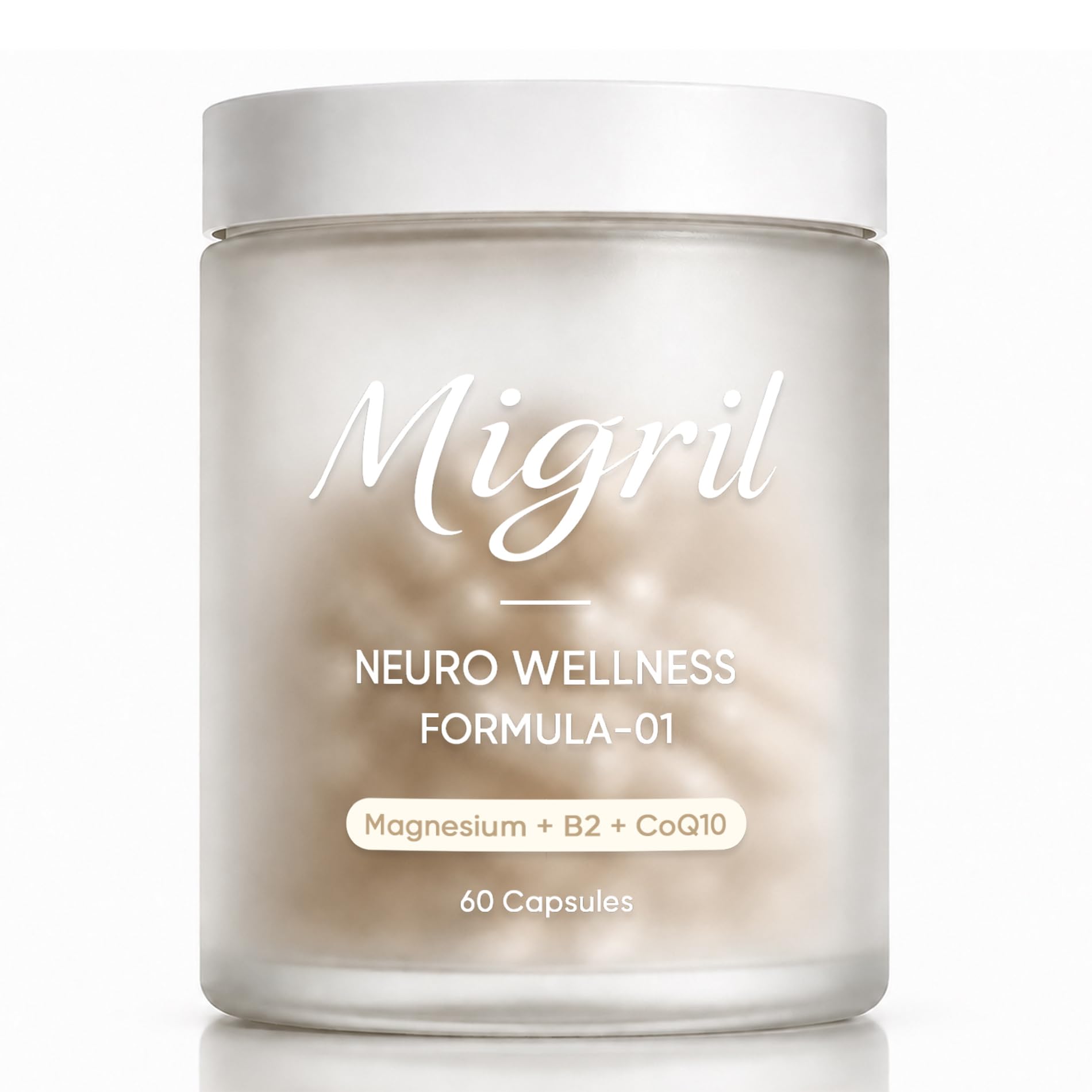 EVERVISION Migril Magnesium with Riboflavin B2 & CoQ10 Daily Head Comfort & Wellness Support for Adults Magnesium Supplement Formula Capsule 60 Count