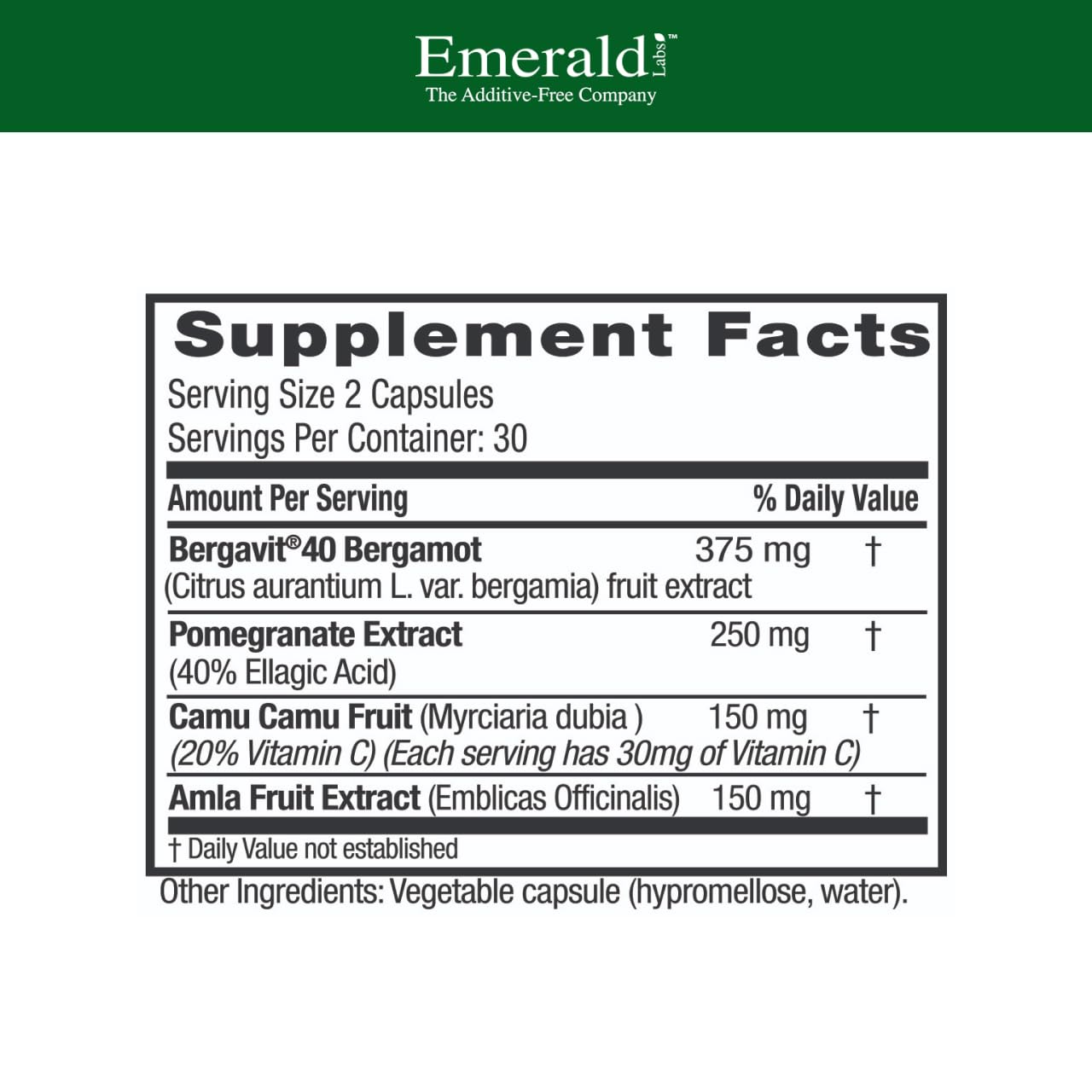 Emerald Labs Bergamot+ Vegetable Capsules 60 Count