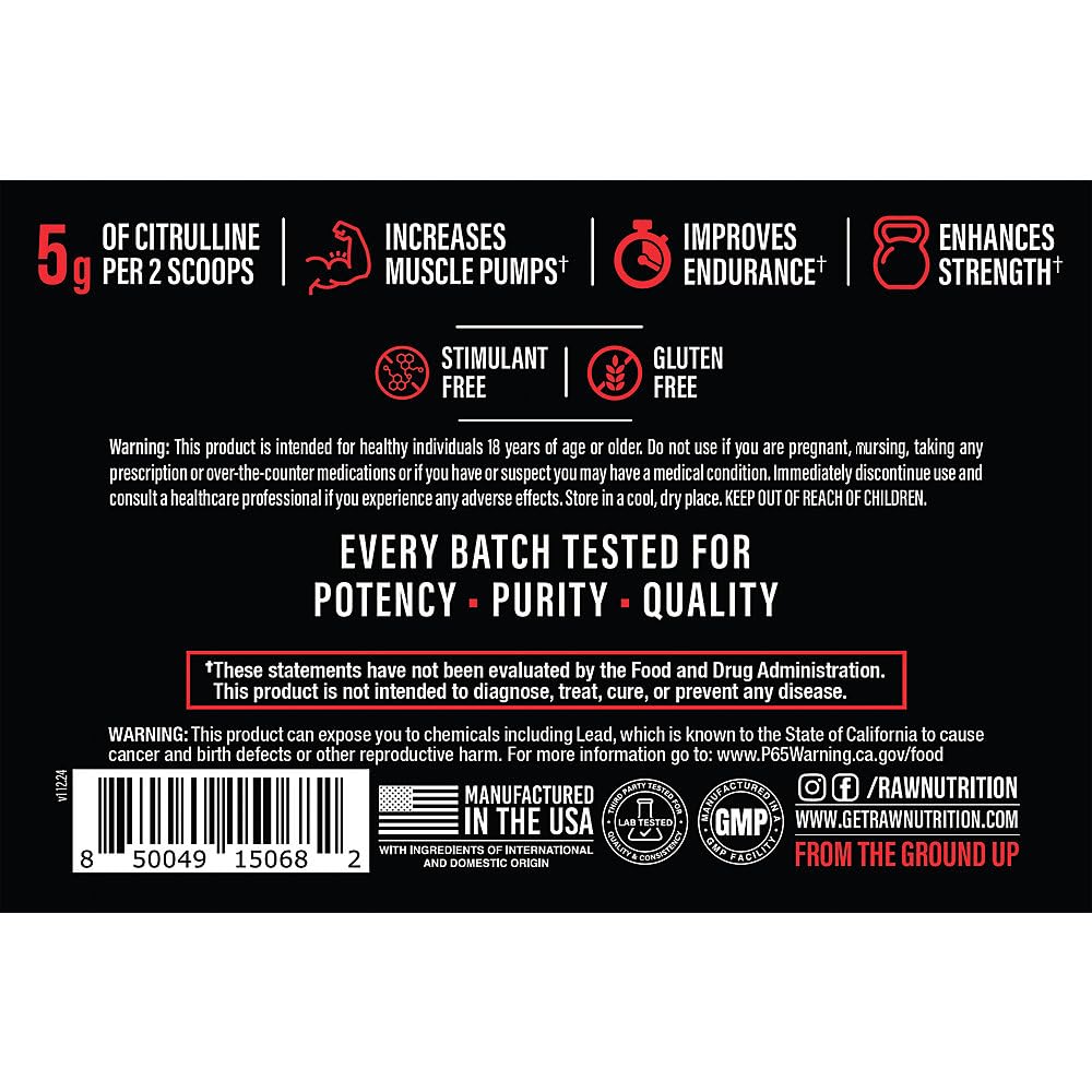 RAW Christopher's Juicy Pumps Non-Stim Pre-Workout Powder, 40 Servings, 1 Count