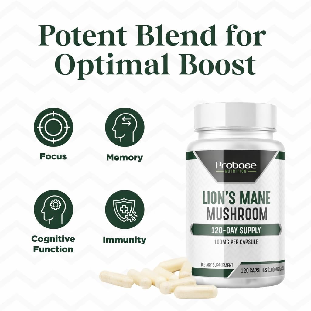 Probase Nutrition Lions Mane Mushroom Cognition 120 Capsules