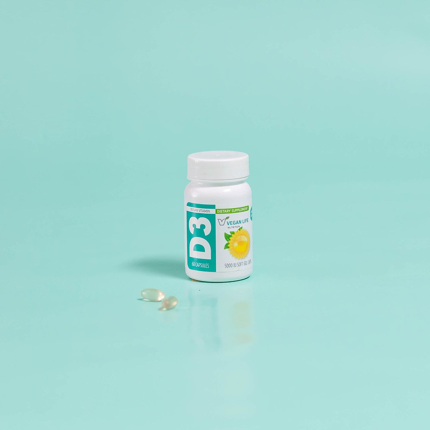 Vegan Life Nutrition Vitamin D3 Daily Capsules for Adults (5000 IU) 60 Capsules