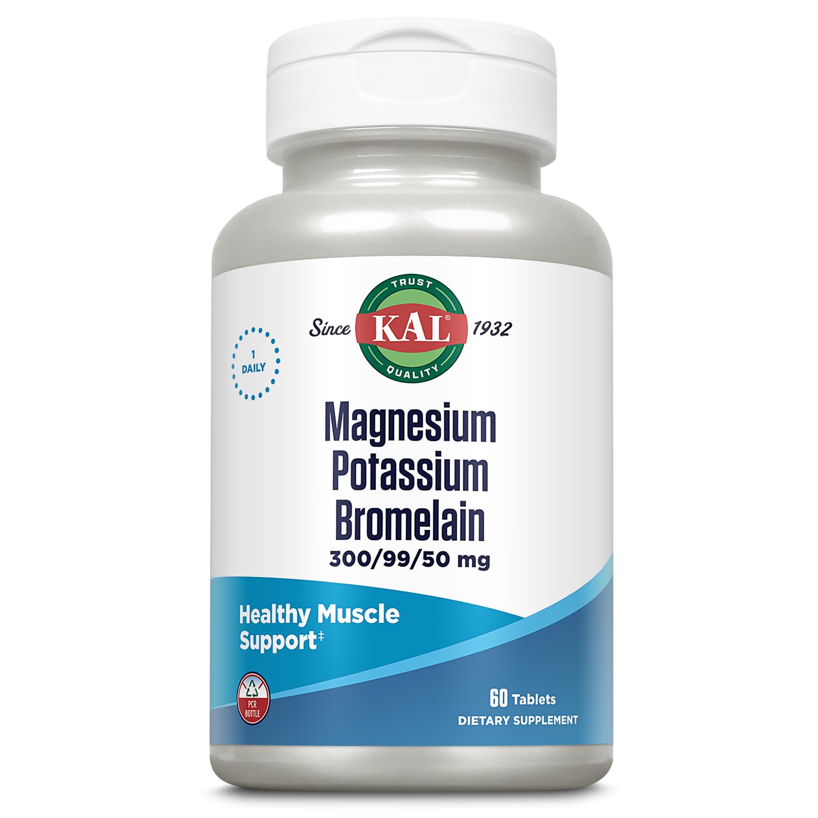 KAL Magnesium Potassium Bromelain Magnesium Complex Tablets, 60