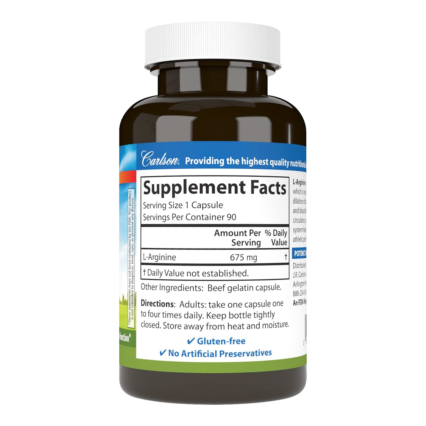 Carlson L-Arginine 675 mg Capsules, 180 Capsules