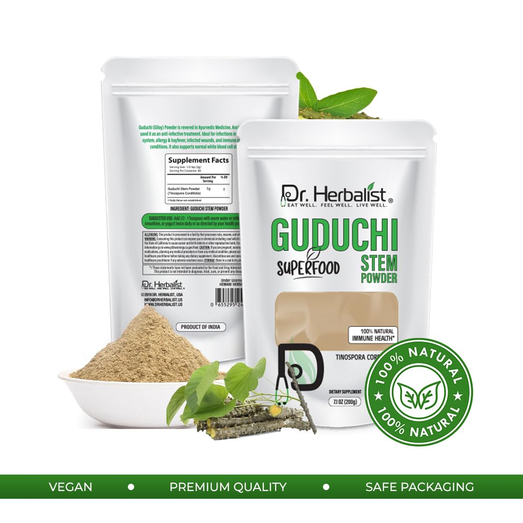 Dr. HERBALIST Guduchi Powder Tinospora Cordifolia, 7 oz