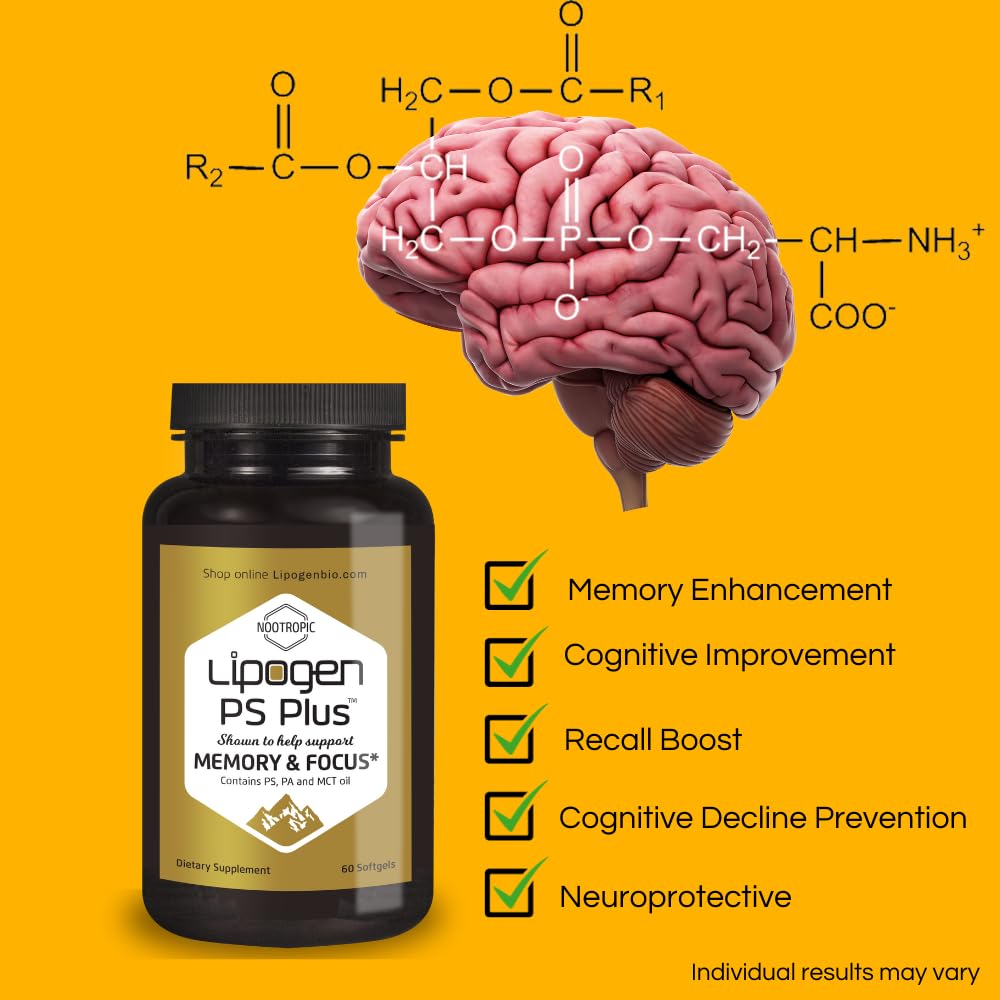 Lipogen PS Plus Brain Supplements for Memory and Focus 60 Softgels