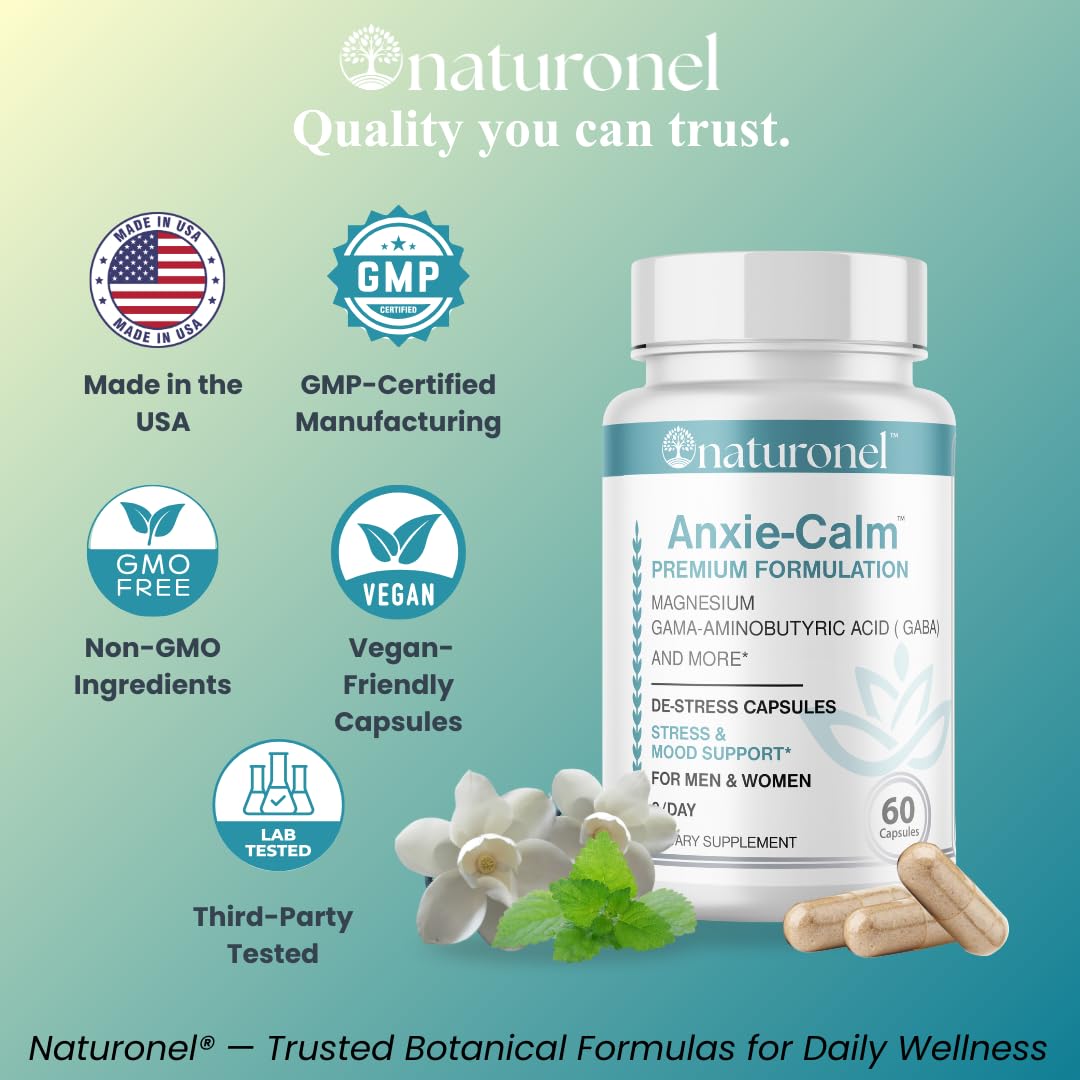 Naturonel Anxie-Calm Stress & Mood Support Capsules, 60 Count