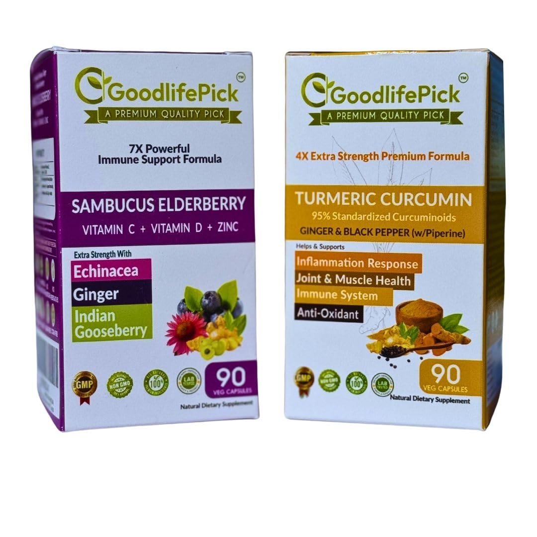 GoodlifePick Elderberry & Turmeric Capsules, 180 Count