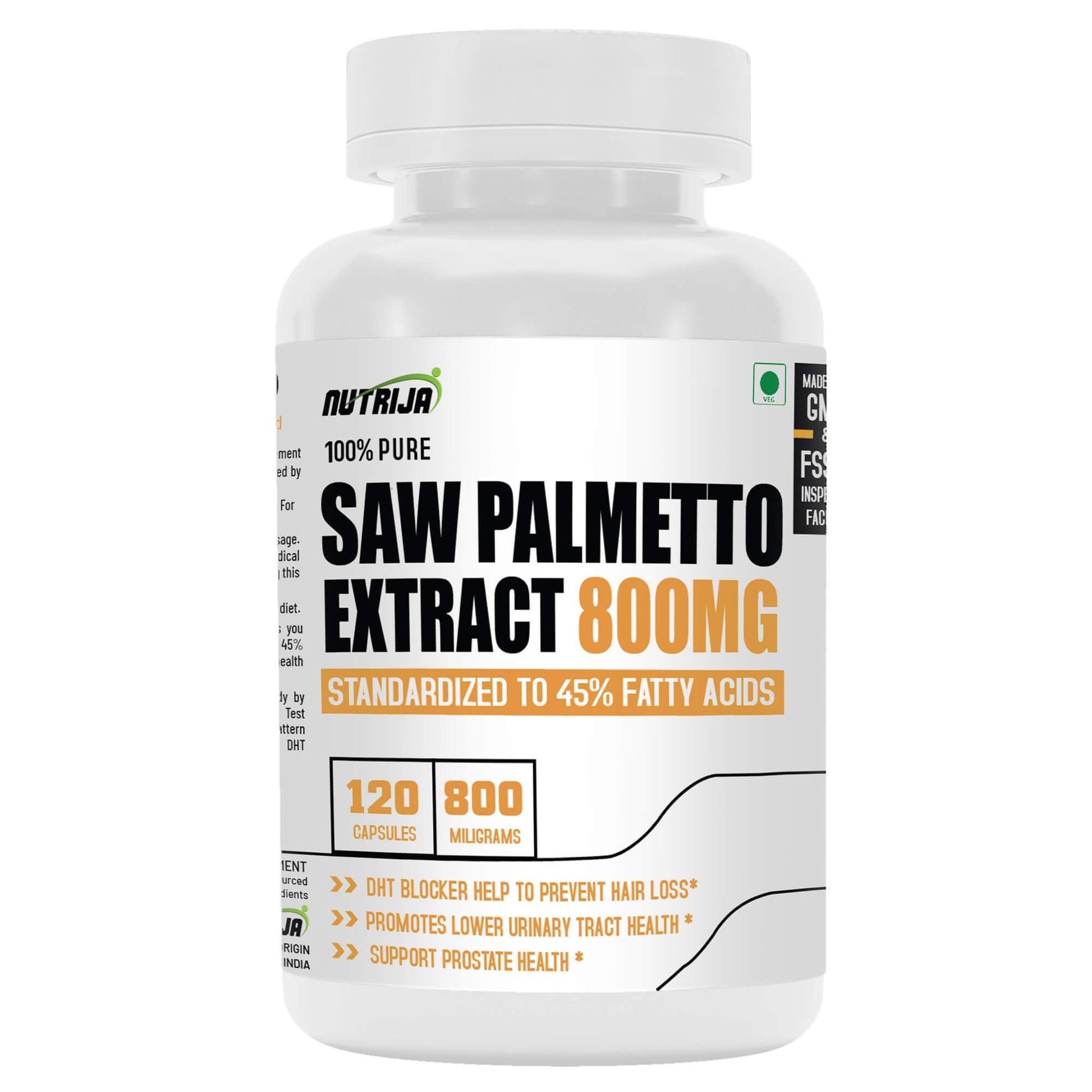 NutriJa Saw Palmetto Extract 800mg Capsules, 120 Count