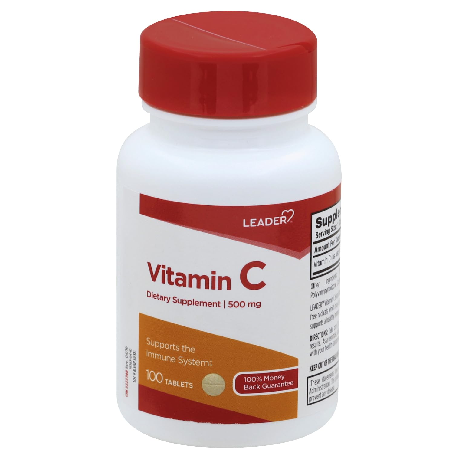 Leader Vitamin C 500mg Tablet, 100 Count