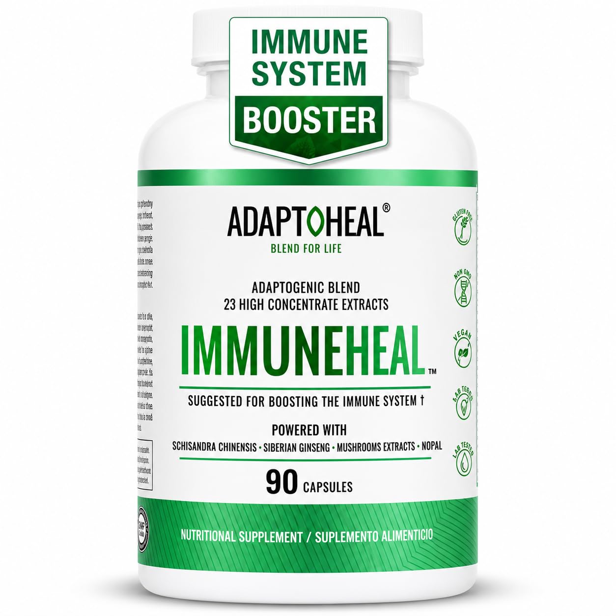 ADAPTOHEAL Immunheal Immune System Support Reishi, Ginseng 90 Capsules