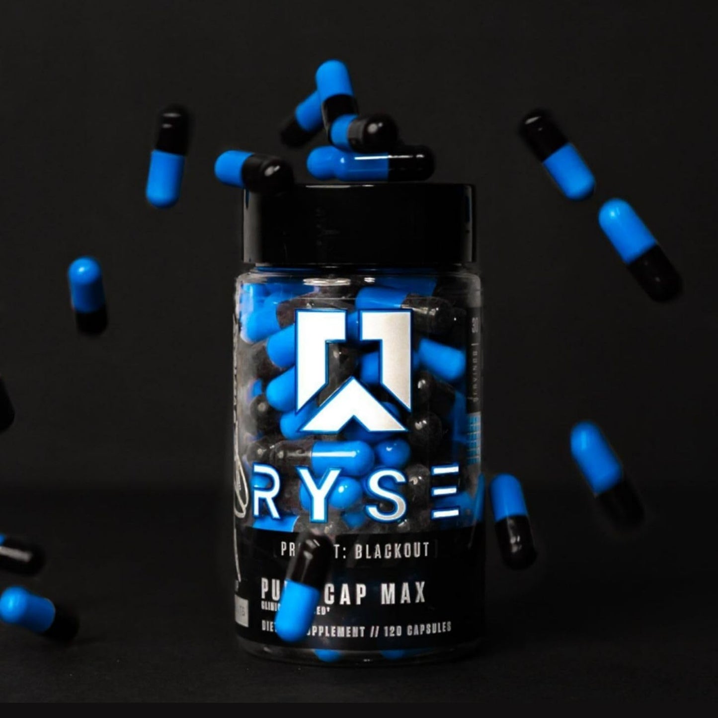 RYSE Up Supplements Project Blackout Pump Cap Max Pre Workout Nitric Oxide Booster, Capsules, 120 Count