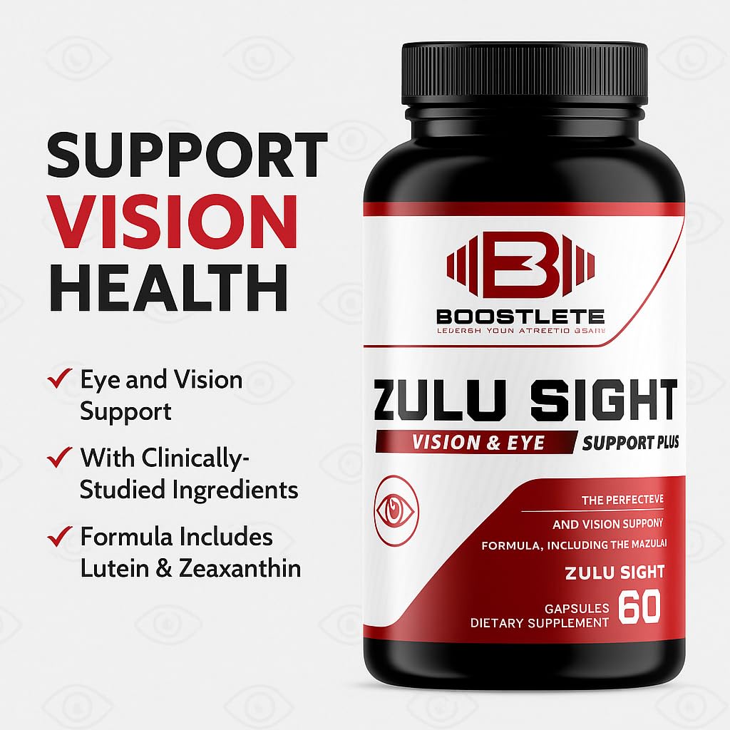 Boostlete Zulu Sight Vision & Eye Support Supplement with Lutein Zeaxanthin Bilberry & Greens Blend 60 Capsules