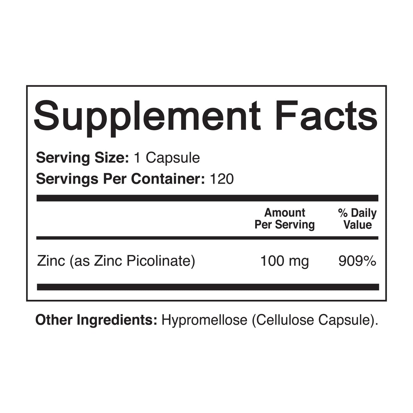 NutriFlair Zinc Picolinate 100mg Capsule 120 Count