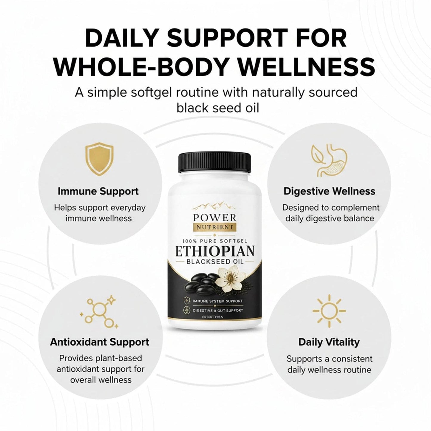 Golden Dunes Power Nutrient Ethiopian Black Seed Oil Capsules, 60 Count