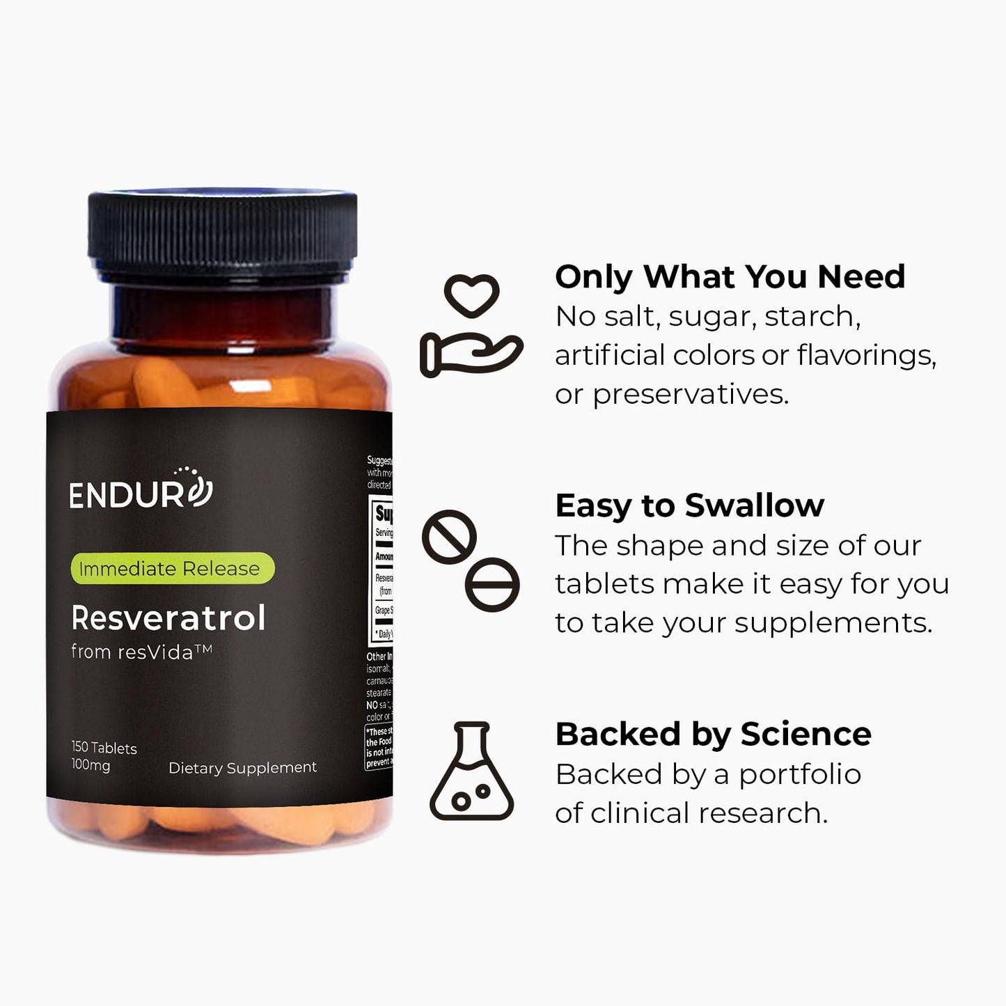 Endurance Products Resveratrol Grape Skin Extract IR (Immediate Release) 100 mg Tablet, 150 Count