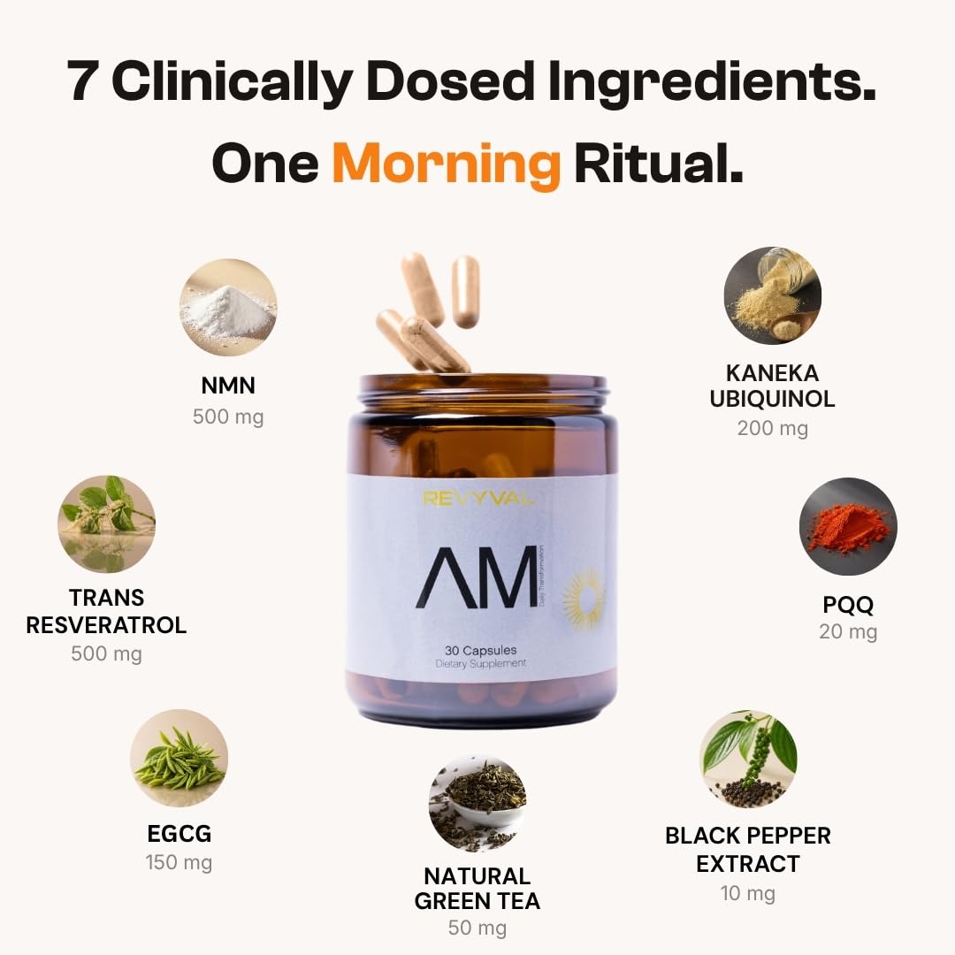 REVYVAL AM/PM Energy Supplement System Capsules and Powder, 60