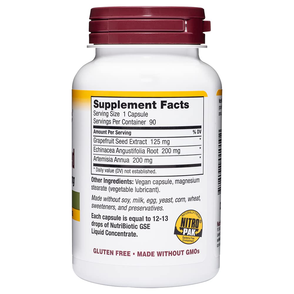 NutriBiotic Grapefruit Seed Extract Capsules, 125 mg, 90 Count