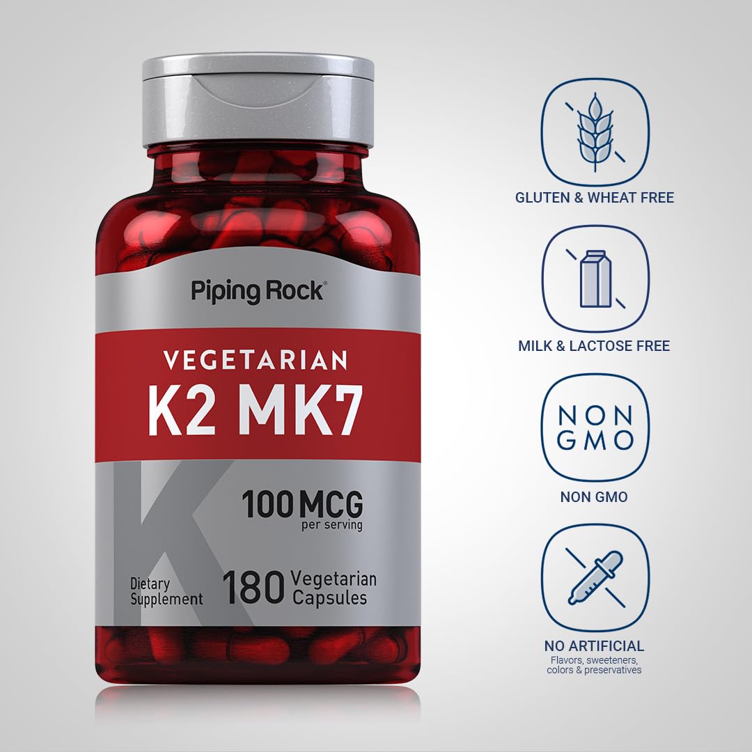 Piping Rock K2 MK7 Vitamin Supplement Capsule 180 Count