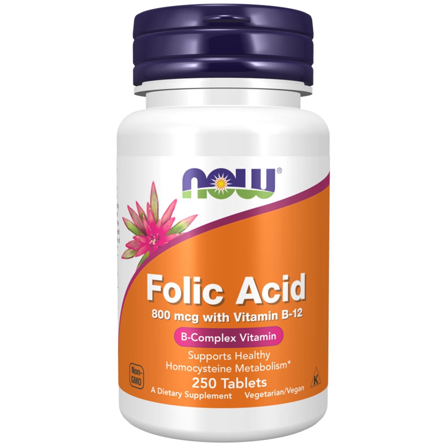 NOW Foods Folic Acid 800mg Tablet, 250 Tablets