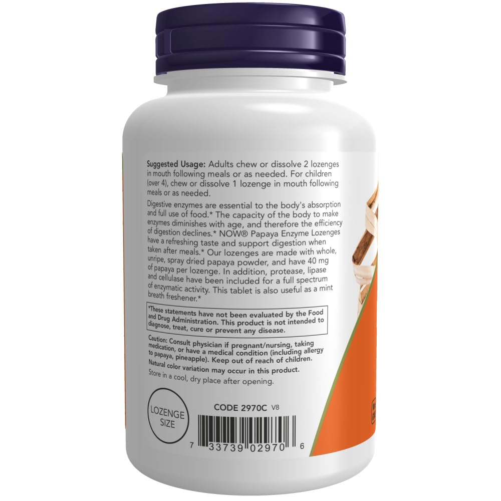 NOW Foods Papaya Enzyme Chewable Lozenge 180 Count