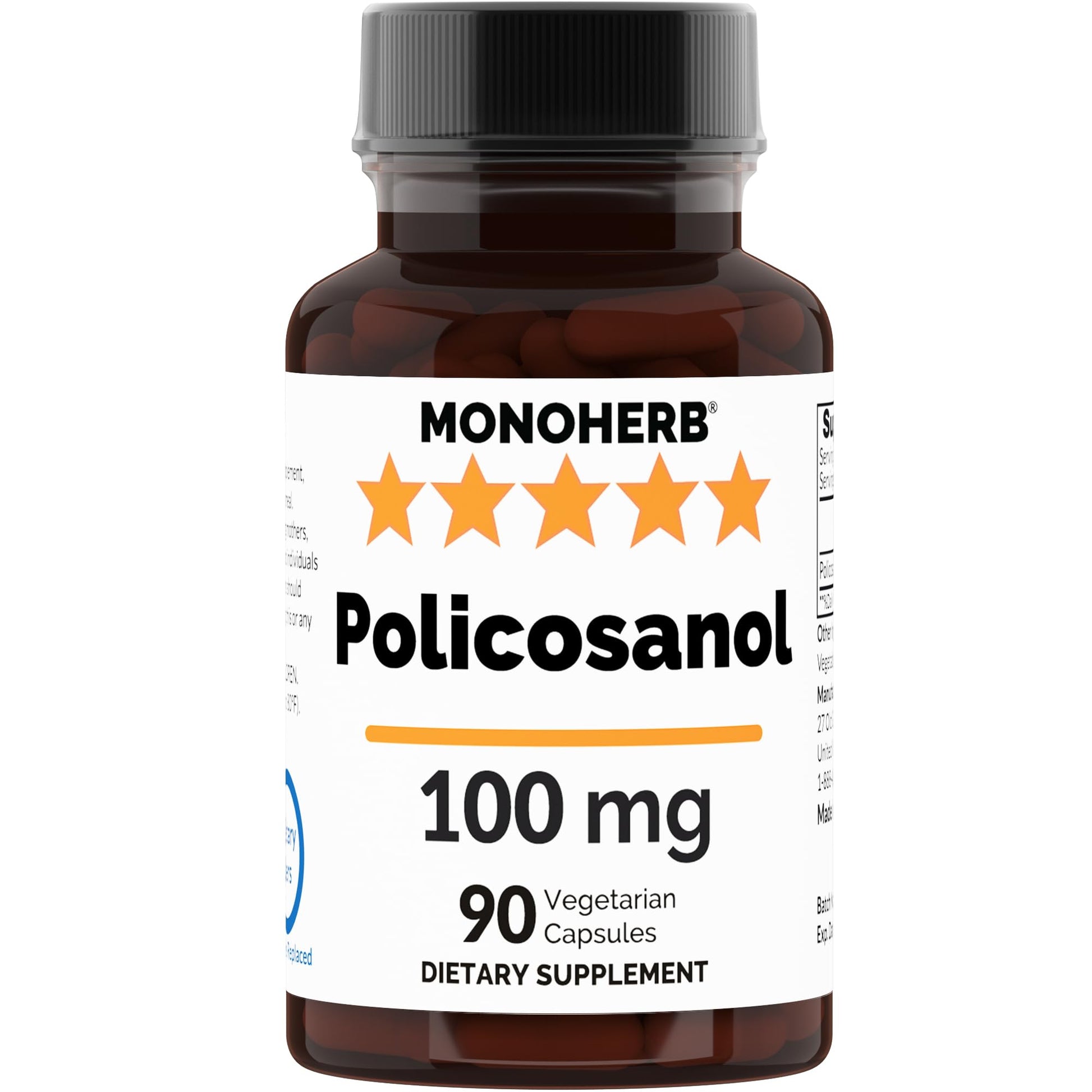 MONOHERB Policosanol 100 mg per Capsule, 90 Veg Capsules