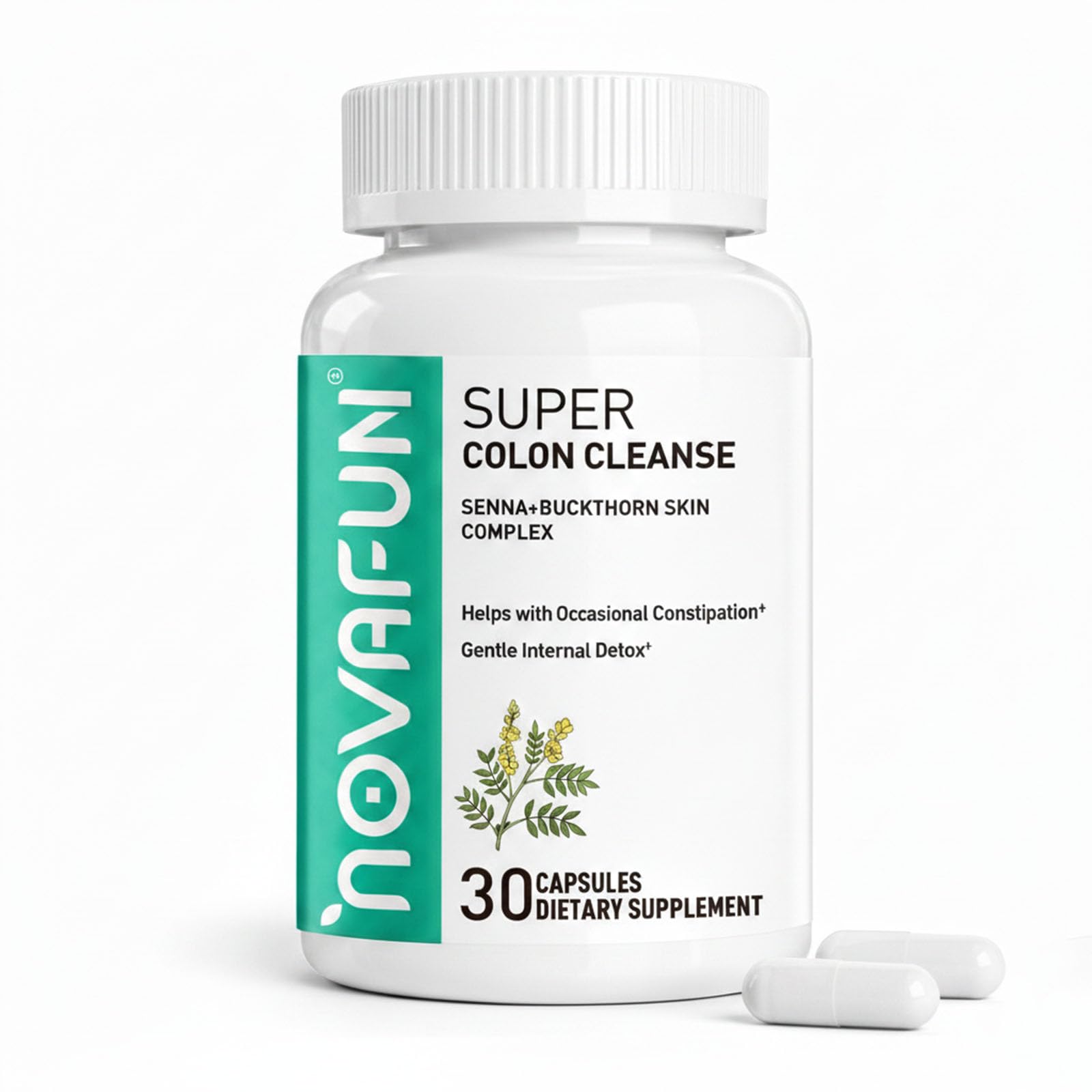Novafun Colon Cleanse Supplement with Psyllium & Probiotics, 30 Capsules