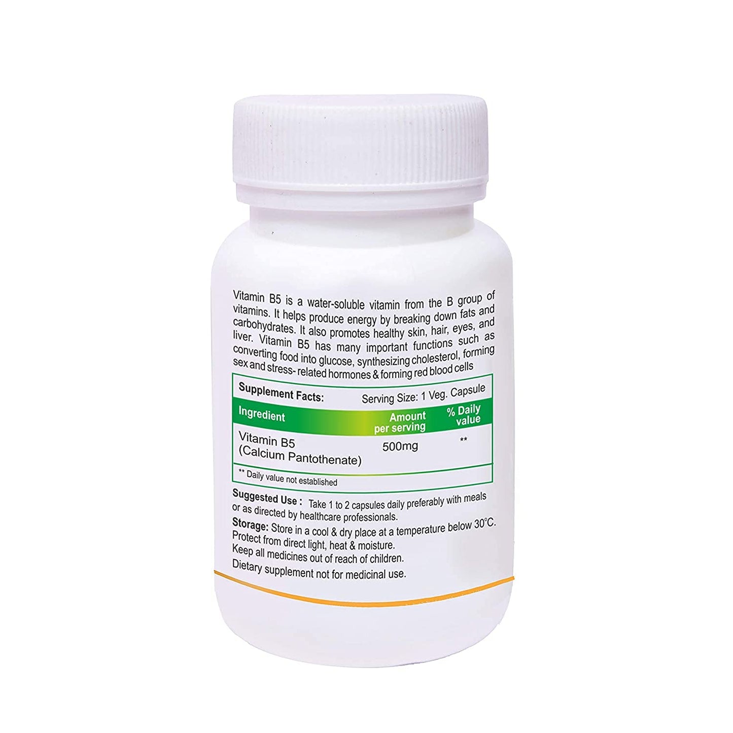 Panihari Biotrex Nutraceuticals Vitamin B5 500 mg, 60 Capsules