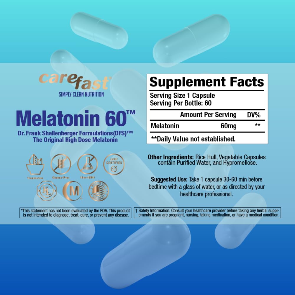 CAREFAST Pure Melatonin 60mg Capsule, 180 Count
