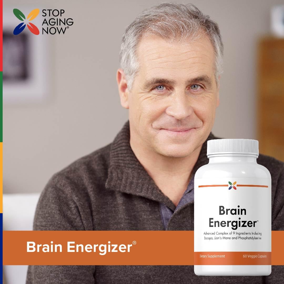 Stop Aging Now Brain Supplement Complex with Ginkgo Biloba, Lion's Mane, Bacopa, and DMAE 60 Capsules