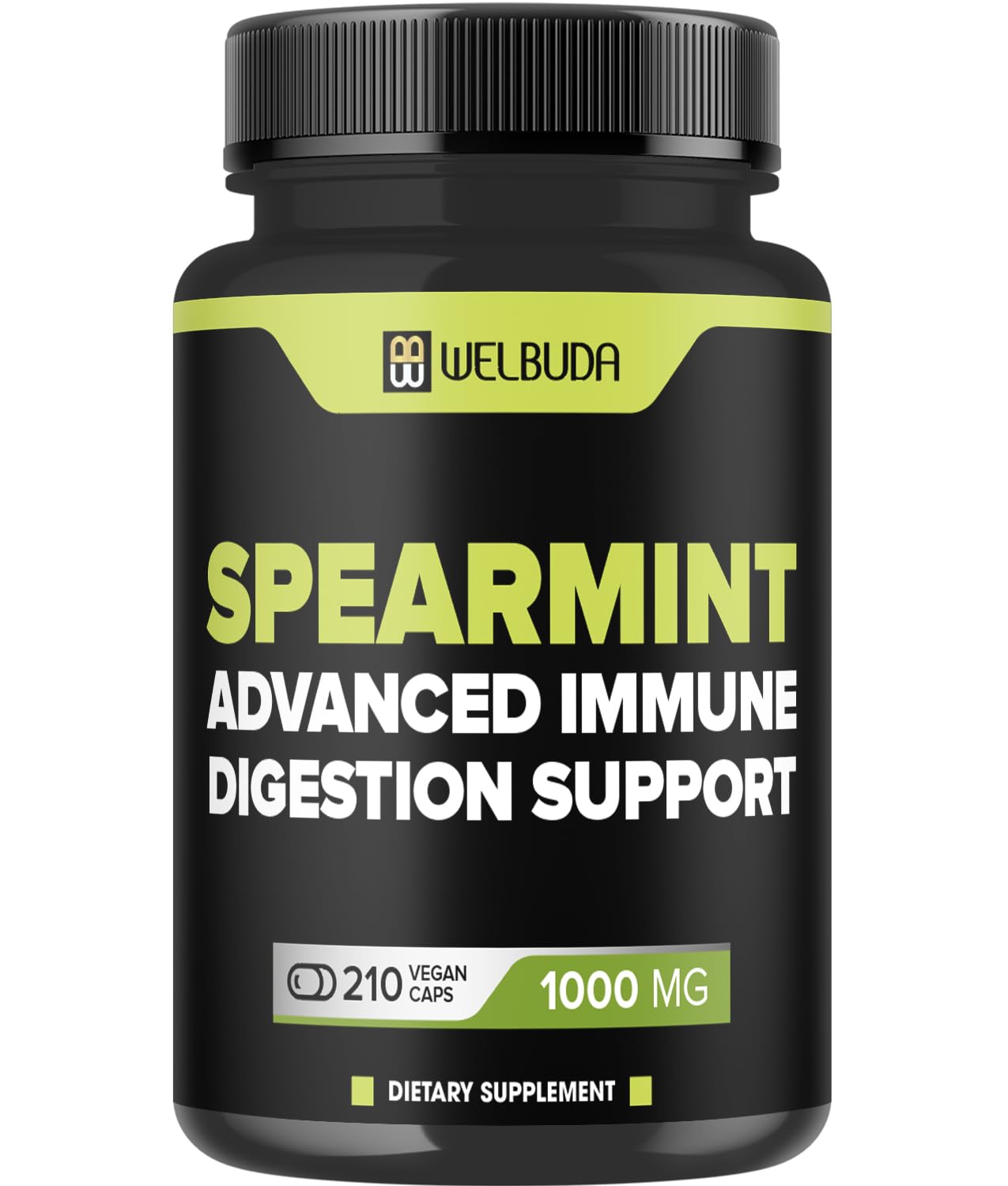 WELBUDA Spearmint Supplement with Olive Leaf, Ginger Root, Black Pepper 210 Capsules