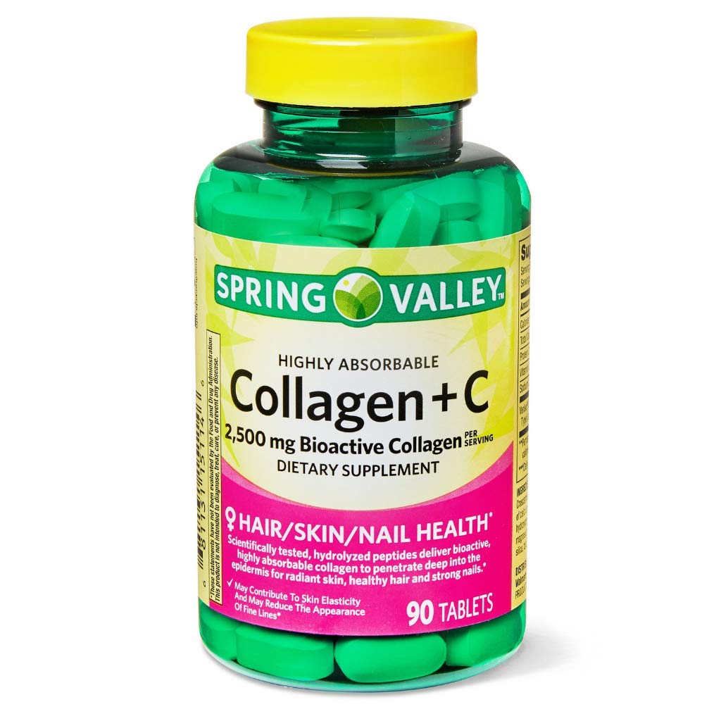 Spring Valley Highly Absorbable Collagen + VIT C Tablets 90 Count