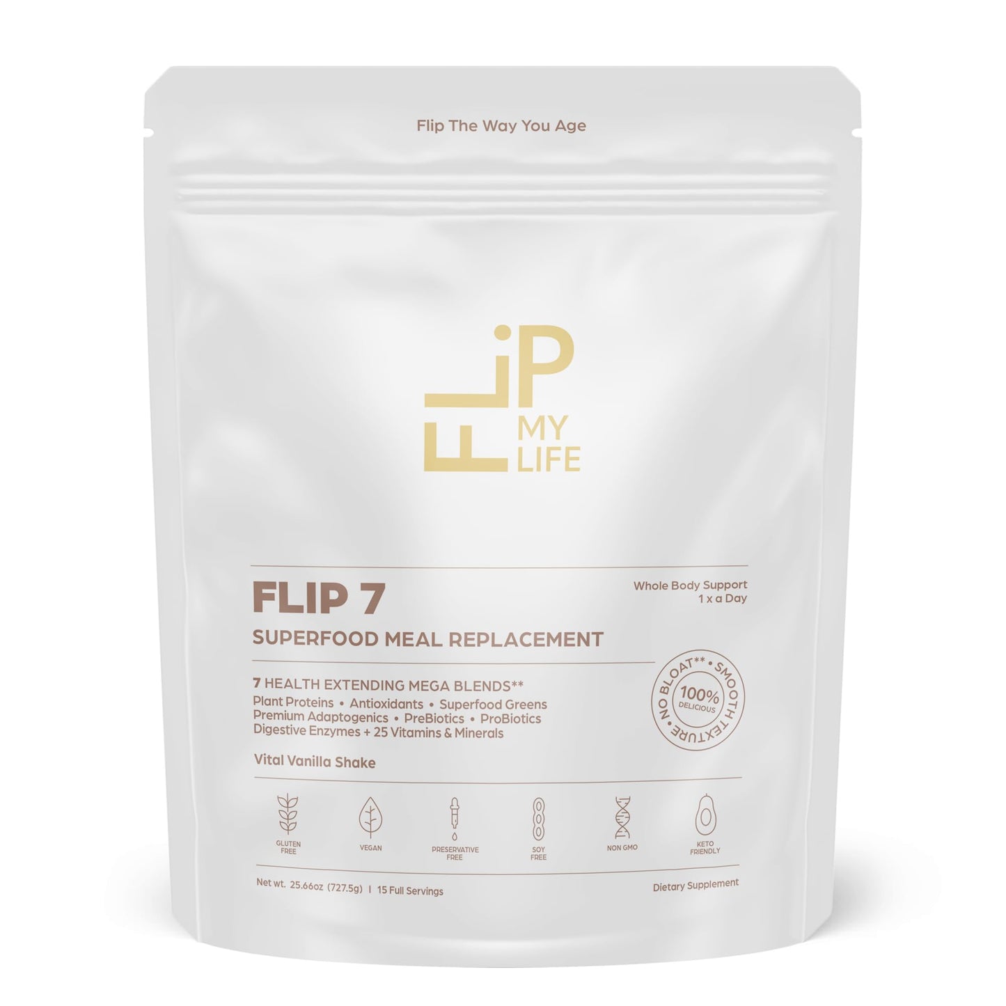 Flip My Life Flip 7 Natural SuperFood Vanilla Powder 25.6 oz