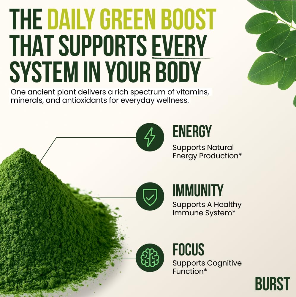 Moringa Burst 100% Moringa Powder Natural, 5.29 Ounce