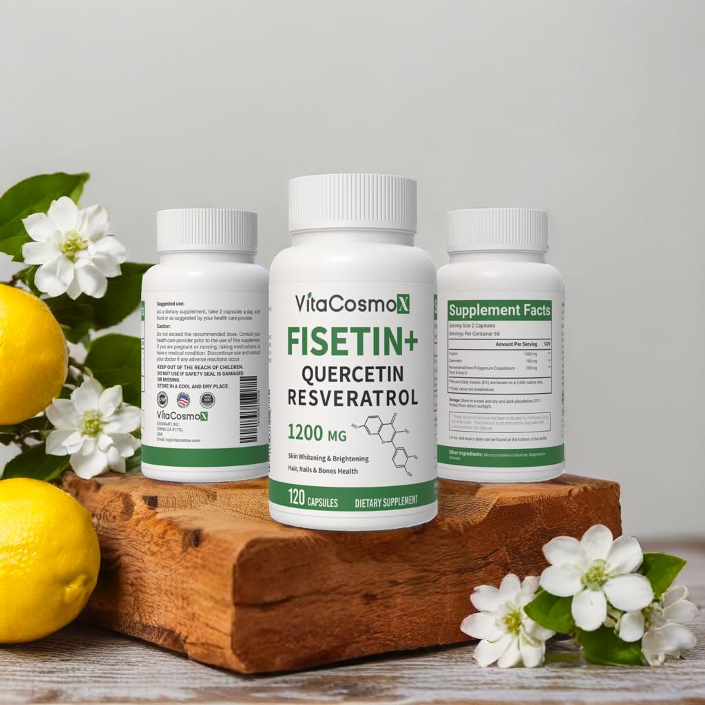 VitaCosmoX Fisetin Quercetin Resveratrol Supplement Capsule, 120 Count