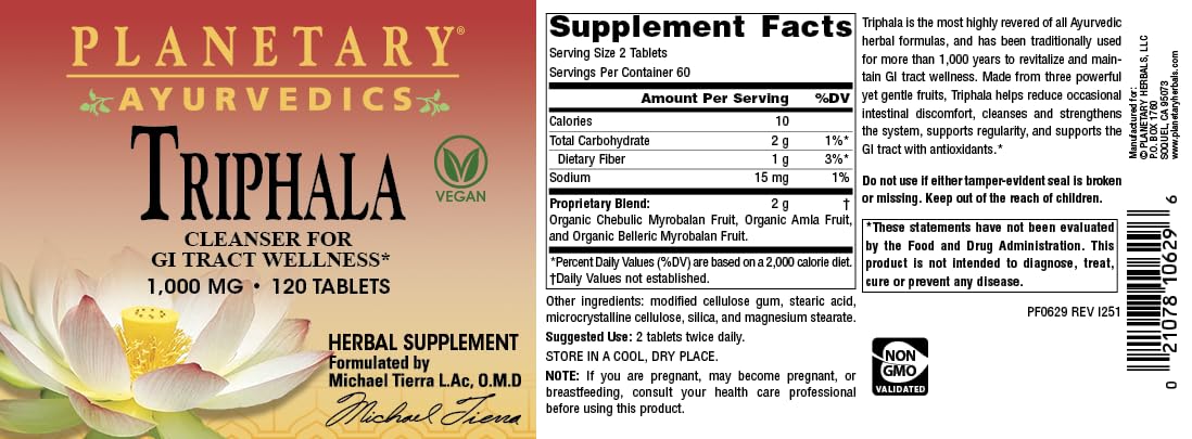 Planetary Herbals Triphala 1000mg Tablet, 120 Tablets