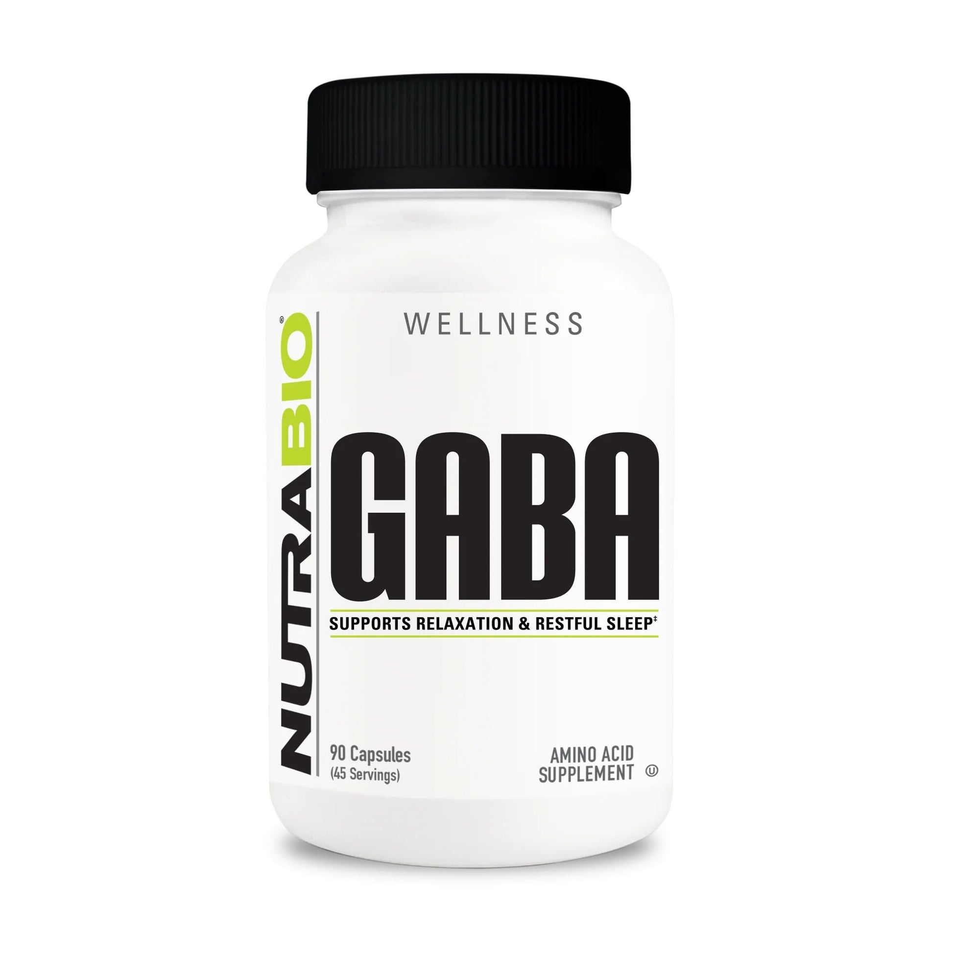 NutraBio 100% Pure GABA Supplement (Gamma-Aminobutyric Acid) 500mg, 90 Capsules