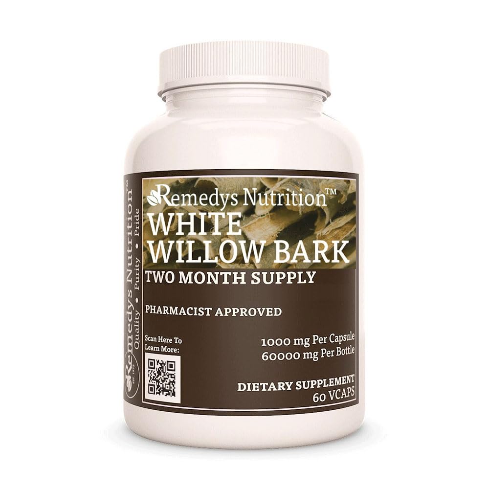 Remedy’s Nutrition White Willow Bark 1000 mg Capsules, 60 Count