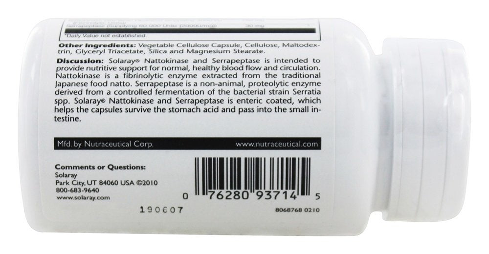 Solaray Nattokinase Serrapeptase Capsule, 1 Count