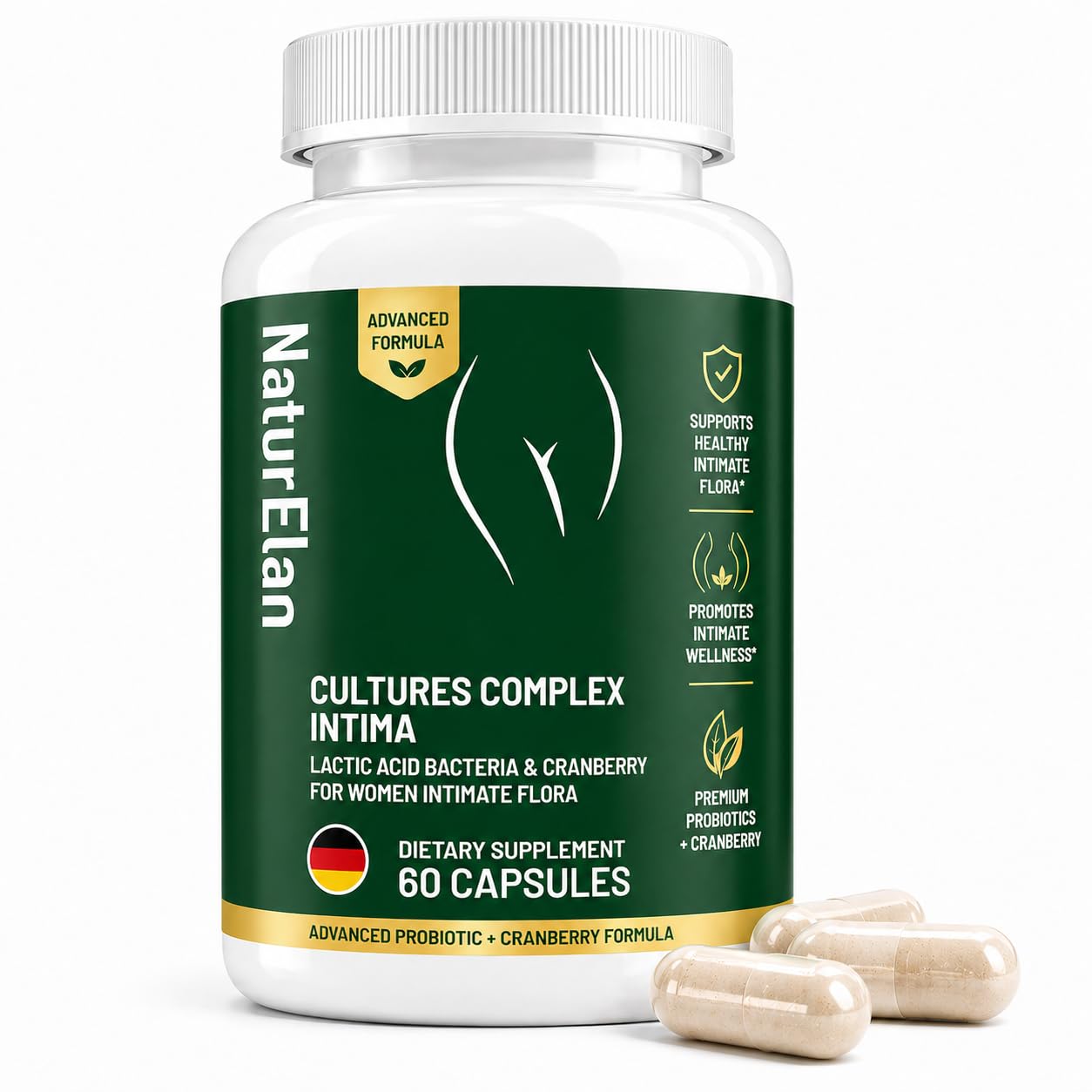 NaturElan Women's Probiotics 40 Billion CFU – 16 Strains with Cranberry, Vaginal, Digestive & Immune Support, pH Balance & Gut Health – Capsule, 60 Count