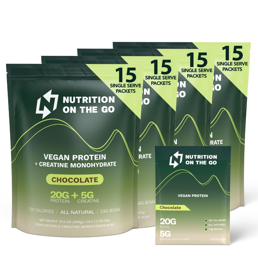 Nutrition On The Go Vegan Protein Powder Packets with Creatine – 60 Packets