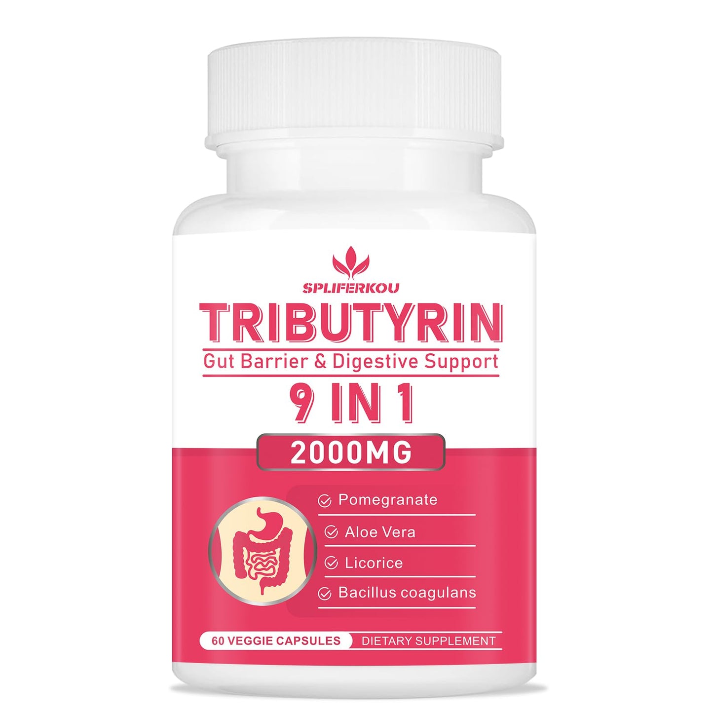 Spliferkou Tributyrin Gut Health Supplement Capsules, 60 Count