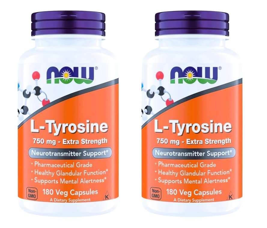 NOW Foods L-Tyrosine 750 mg Capsule, 360 Veg Capsules