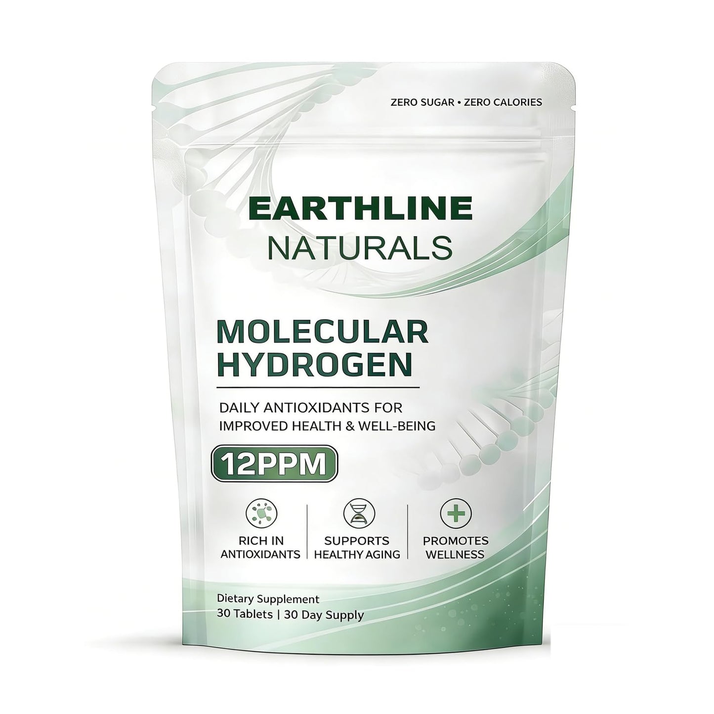 Earthline Naturals Molecular Hydrogen Tablets 12PPM, 30 Tablets