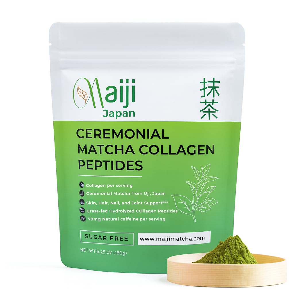 Maiji Japan Matcha Collagen Peptides Powder Supplement, Ceremonial Grade Matcha Green Tea Powder, 4.2 Ounce