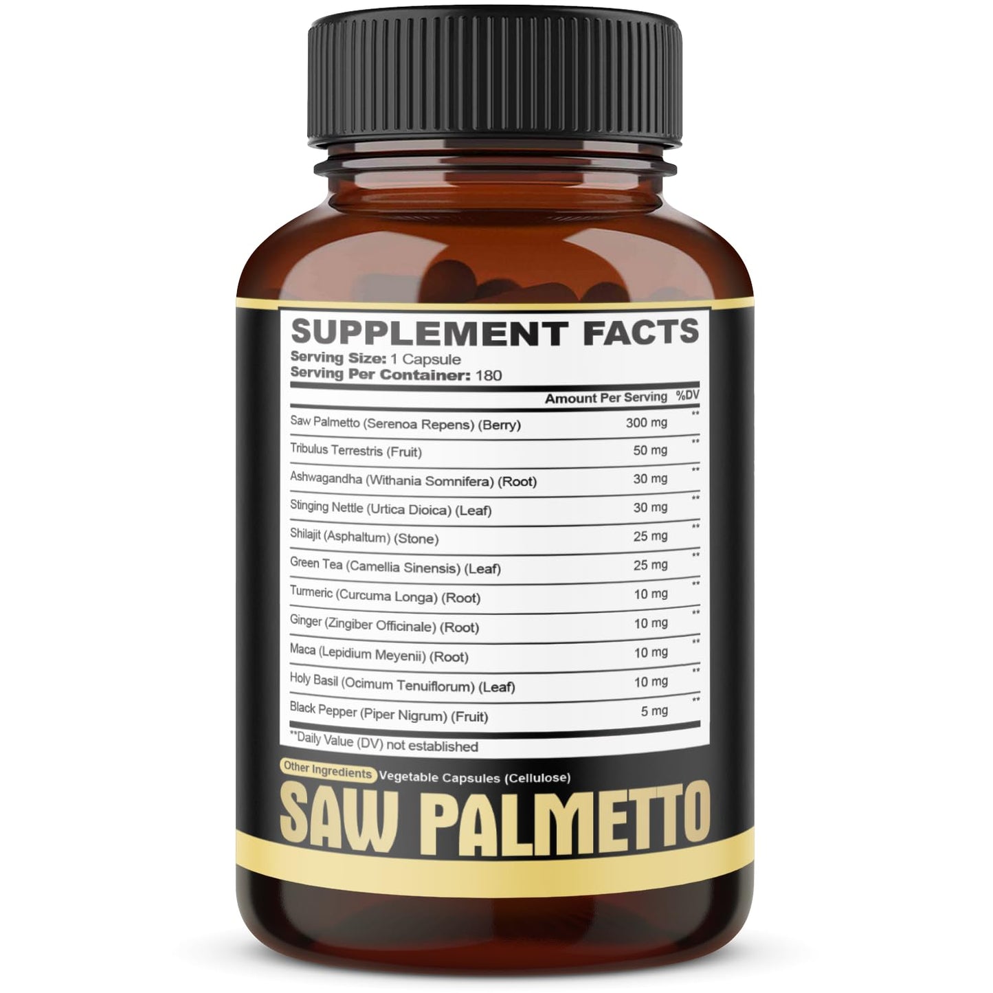 agobi 11in1 Saw Palmetto Capsules with Ashwagandha, Turmeric, Tribulus, Maca, Green Tea, Ginger, Holy Basil & More - Healthy Prostate & Hair Support, 180 Capsules