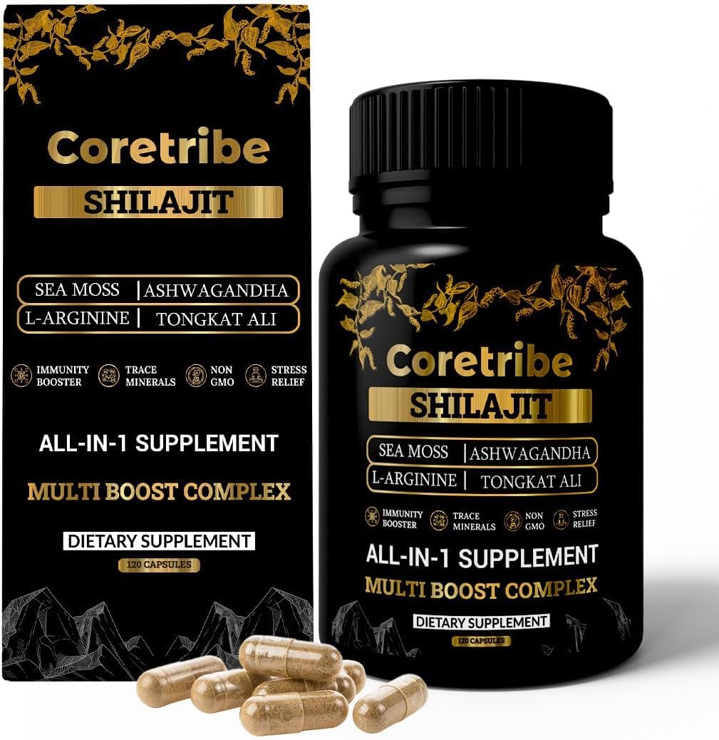 Coretribe Shilajit Capsules with Sea Moss & Ashwagandha, 120 Count
