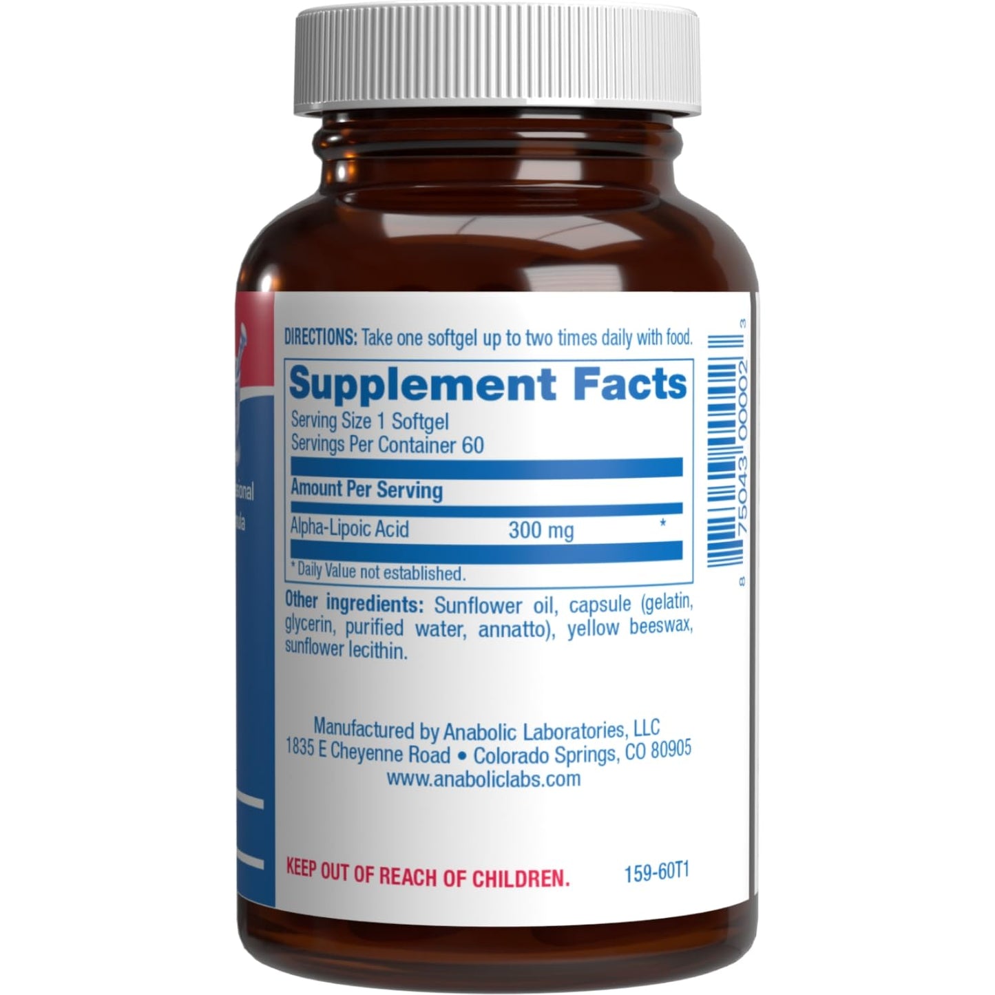 Anabolic Laboratories Alpha Lipoic Acid 300mg Softgels, 60 Servings