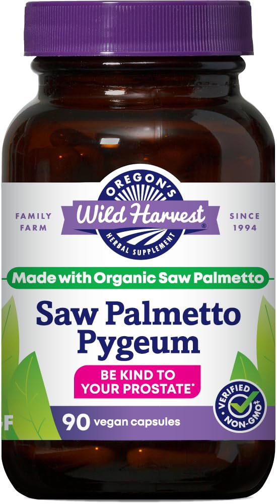 Oregon's Wild Harvest Organic Saw Palmetto Pygeum Herbal Supplement Capsules - 90 Count
