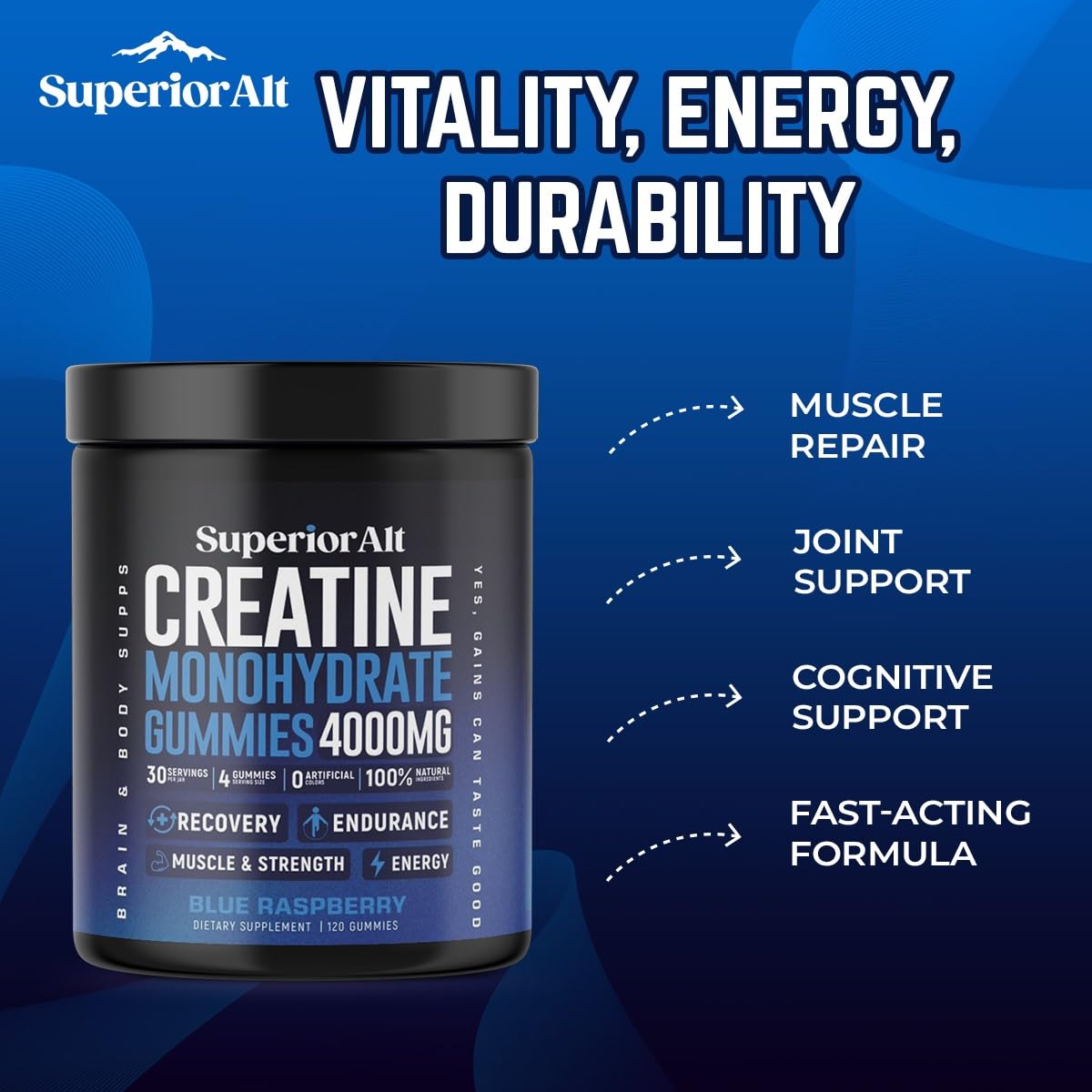 SuperiorAlt Creatine Monohydrate Gummies 120 Count