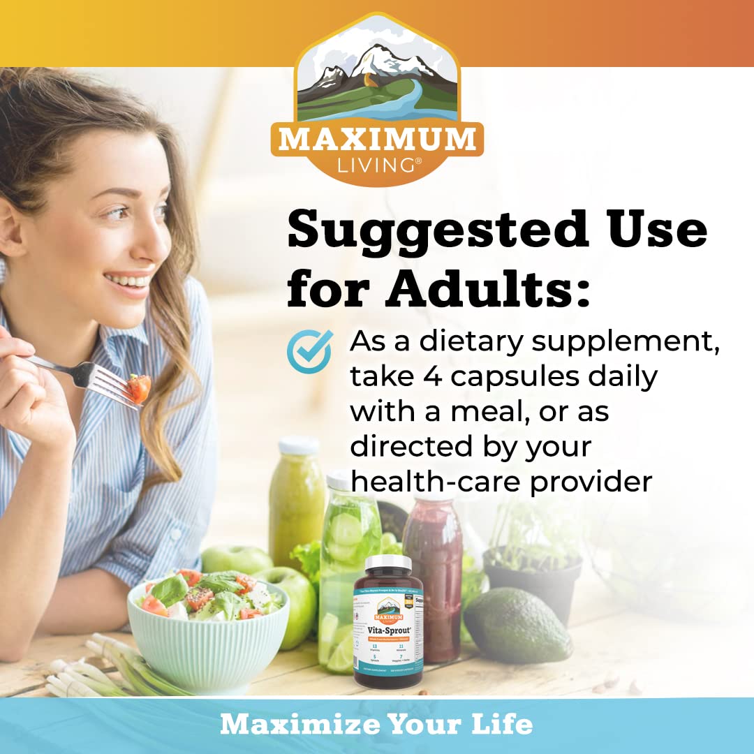 Maximum Living Vita-Sprout Whole-Food Multivitamin & Phytonutrient Blend 120 Capsules